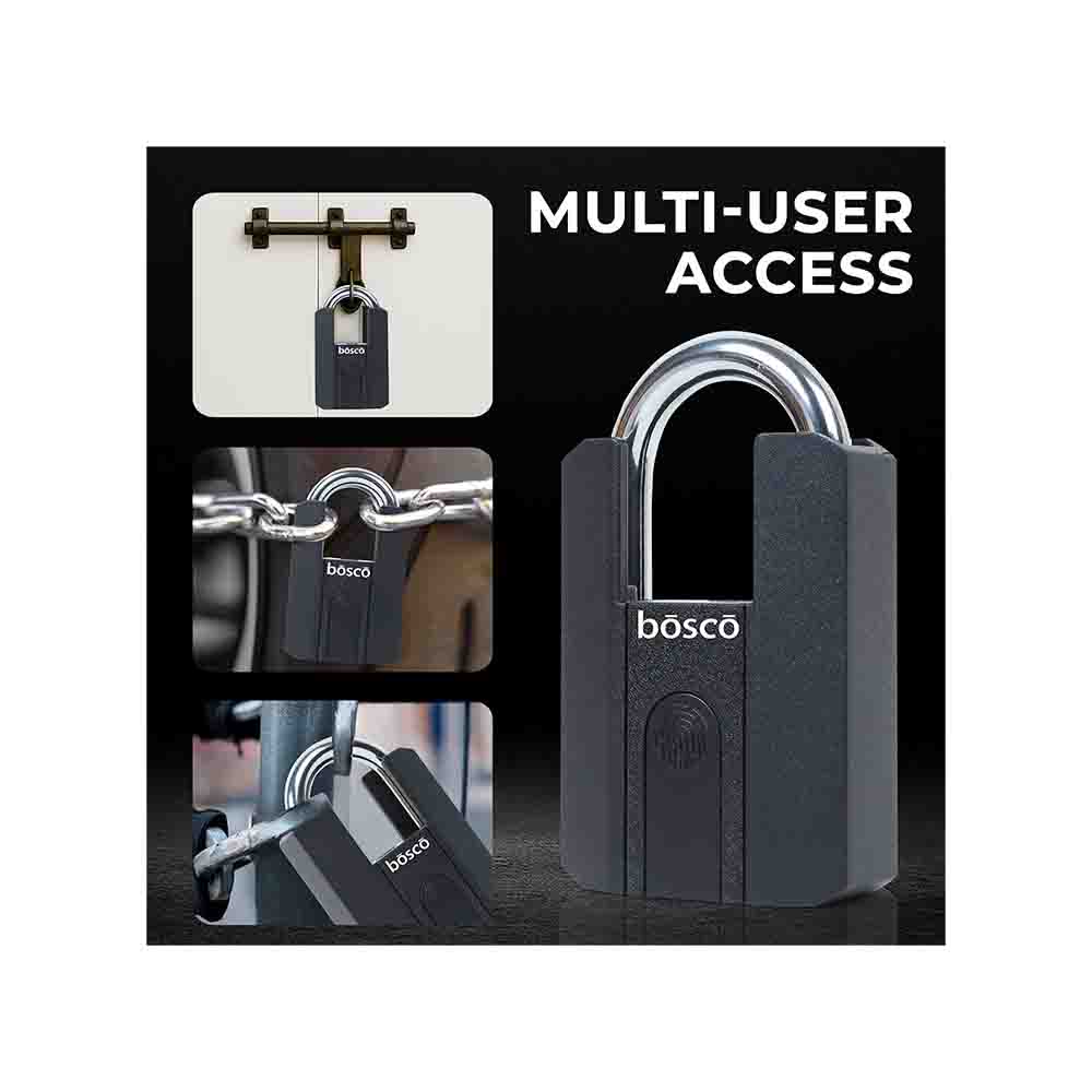 Biometric Fingerprint Padlock – USB Rechargeable Smart Security Lock with Stainless Steel Shackle – Keyless Portable Lock for Gym, Locker, Fence, Cabinets & Outdoor Home Security (Black)