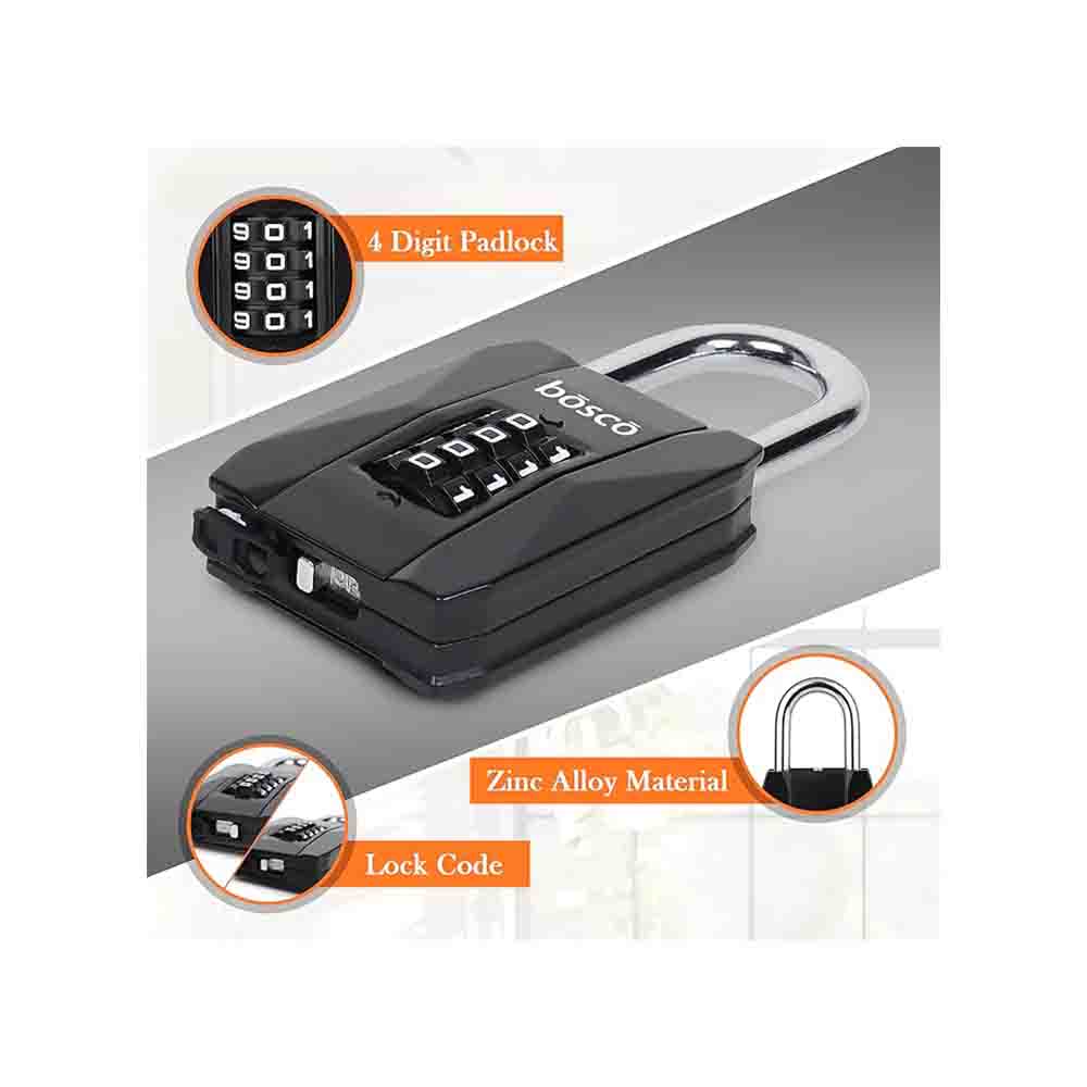 Heavy Duty Combination Padlock for Door, Gate, Gym Locker, Main Gate – Keyless Number Lock with Adjustable Shackle