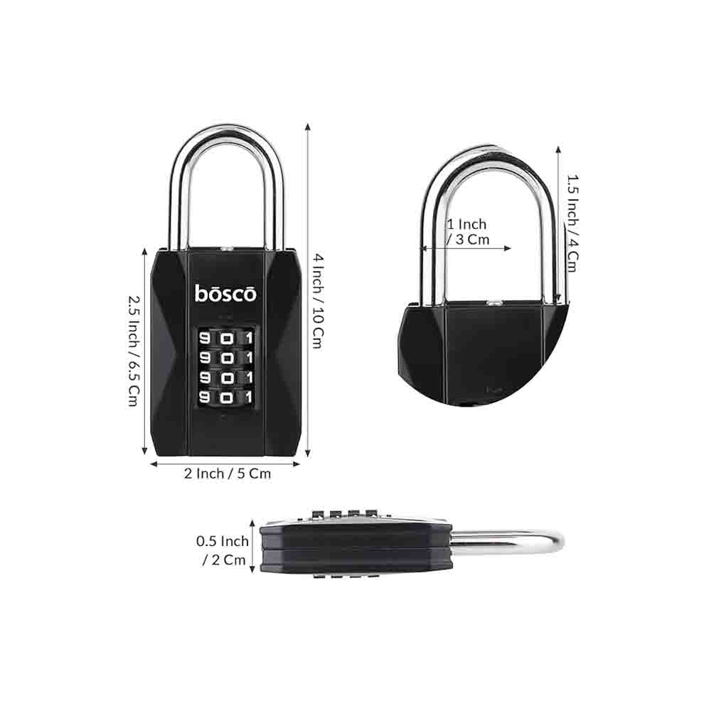 Heavy Duty Combination Padlock for Door, Gate, Gym Locker, Main Gate – Keyless Number Lock with Adjustable Shackle