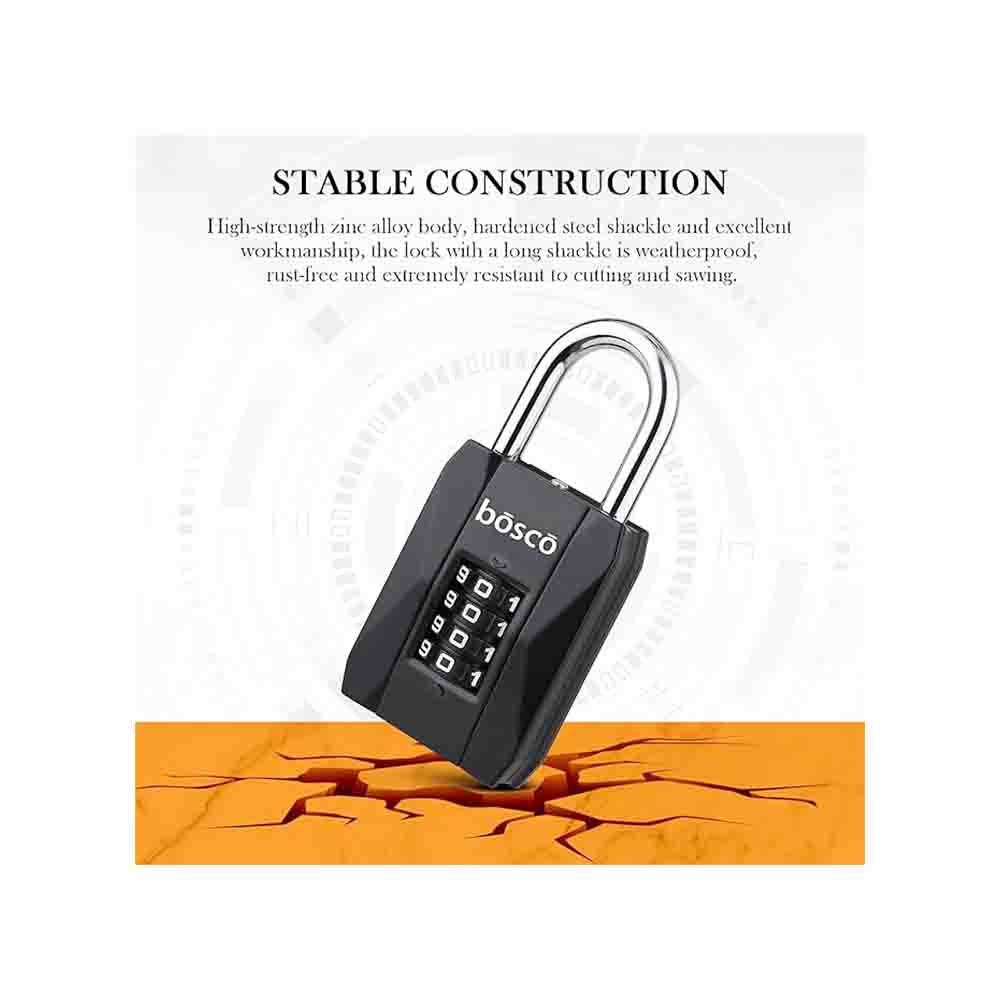 Heavy Duty Combination Padlock for Door, Gate, Gym Locker, Main Gate – Keyless Number Lock with Adjustable Shackle
