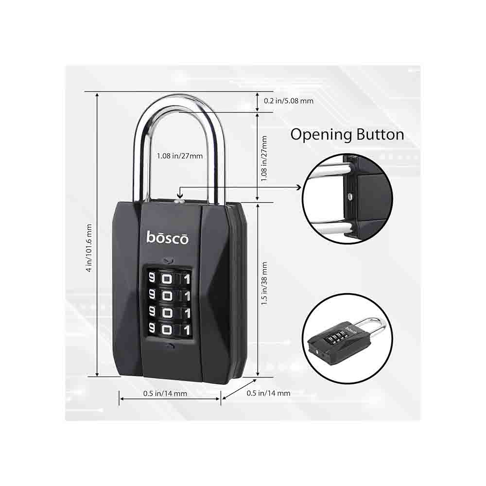 Heavy Duty Combination Padlock for Door, Gate, Gym Locker, Main Gate – Keyless Number Lock with Adjustable Shackle