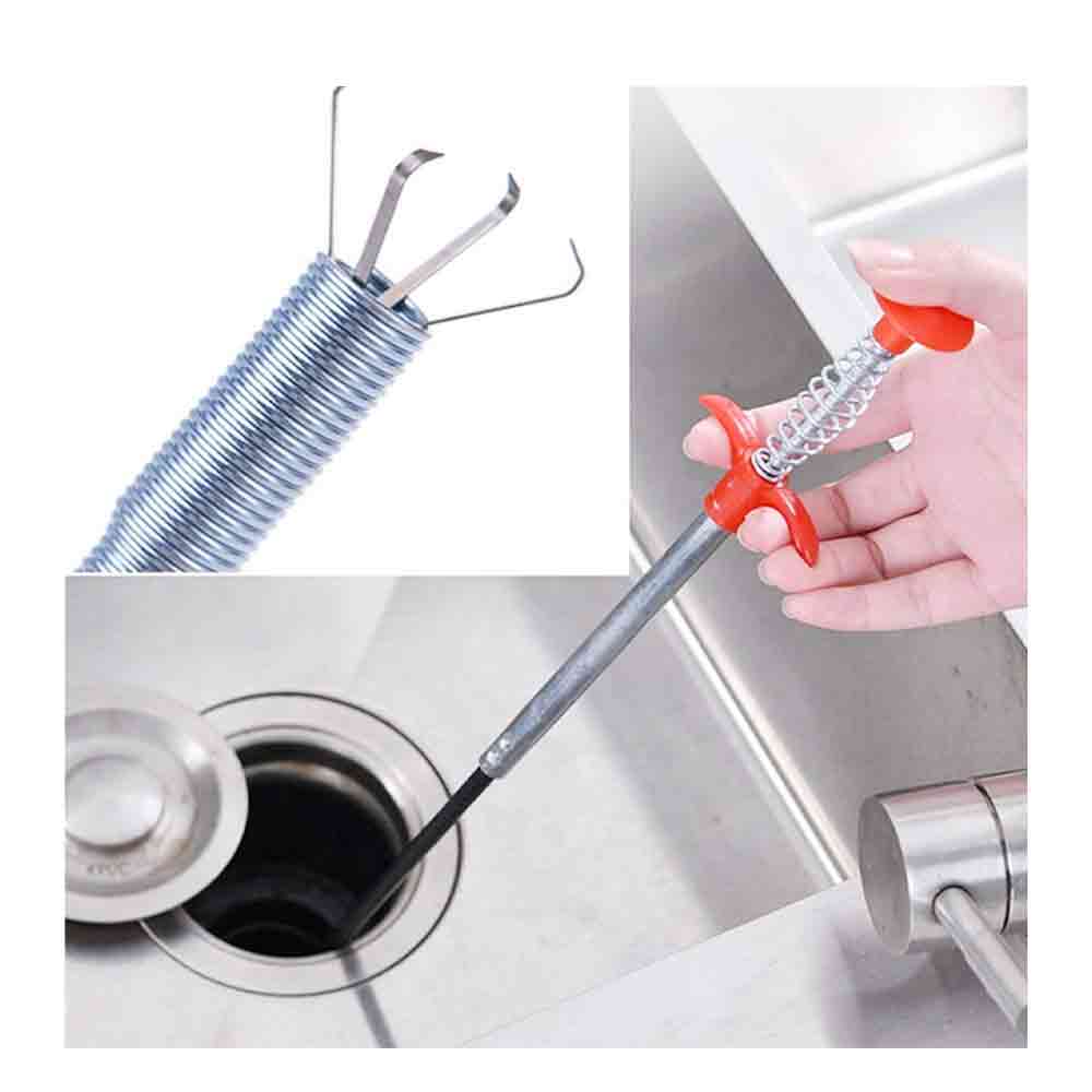 60cm Flexible Plastic Drain Pipe Cleaning Spring Stick Hair Catching Claw Tool for Sink, Shower & Tub Eco-Friendly Drain Cleaner for Kitchen, Bathroom, Sewer & Basin Reusable & Chemical-Free
