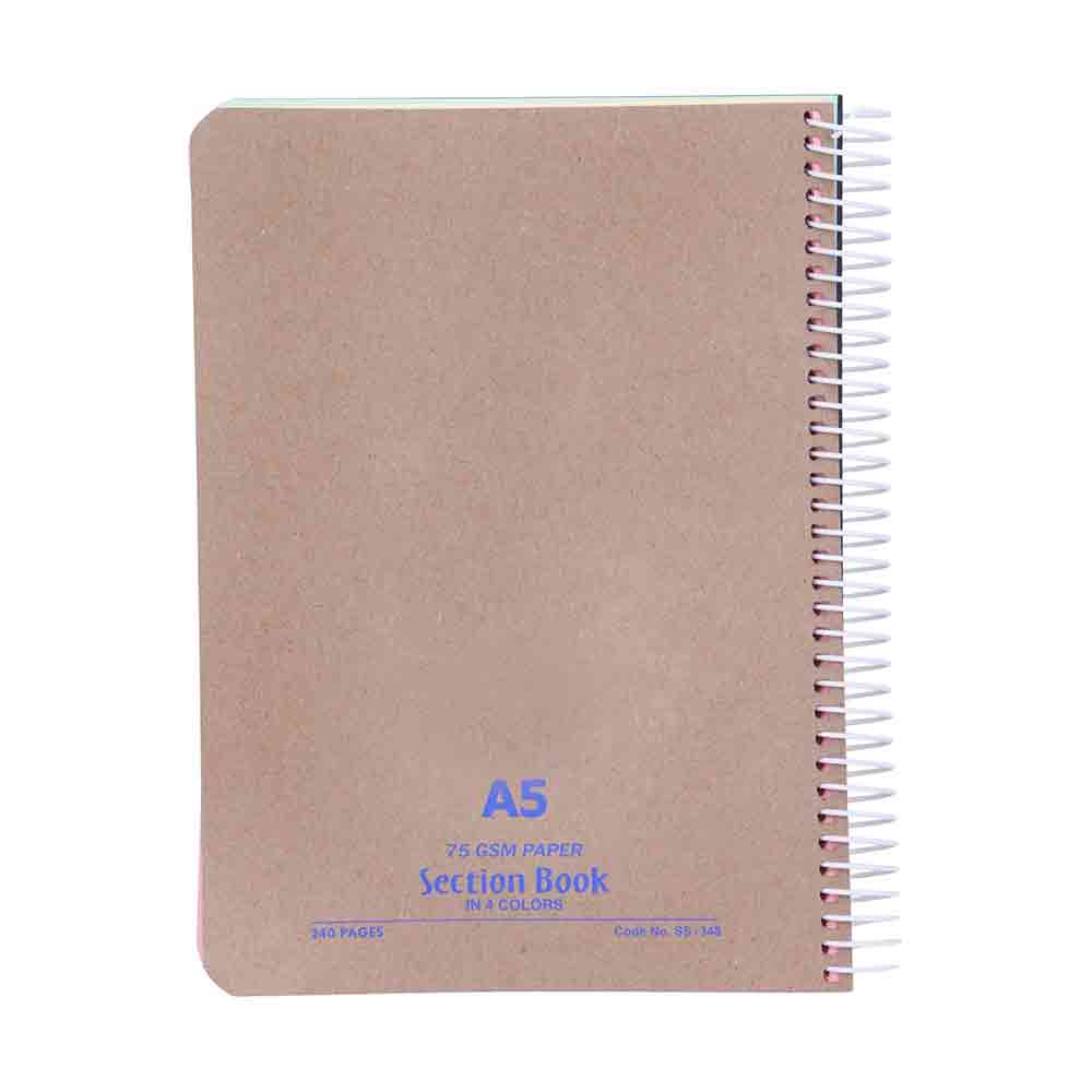 Spiral Section Note Book for Personal Use A5, Ideal for Daily Journaling, Note Taking, Sketching, and Creative Writing for Men, Women, Students, and Professionals