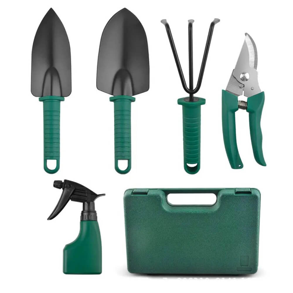 5Pcs Heavy Duty Stainless Steel Gardening Tools Kit with Carrying Case | Garden Tools Set for Home, Patio & Outdoor Use | Ergonomic Handles | Durable Rustproof Accessories for All Gardeners