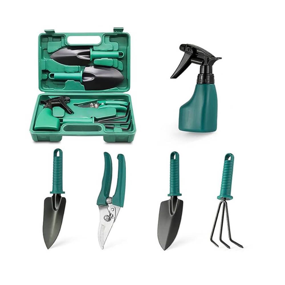 5Pcs Heavy Duty Stainless Steel Gardening Tools Kit with Carrying Case | Garden Tools Set for Home, Patio & Outdoor Use | Ergonomic Handles | Durable Rustproof Accessories for All Gardeners