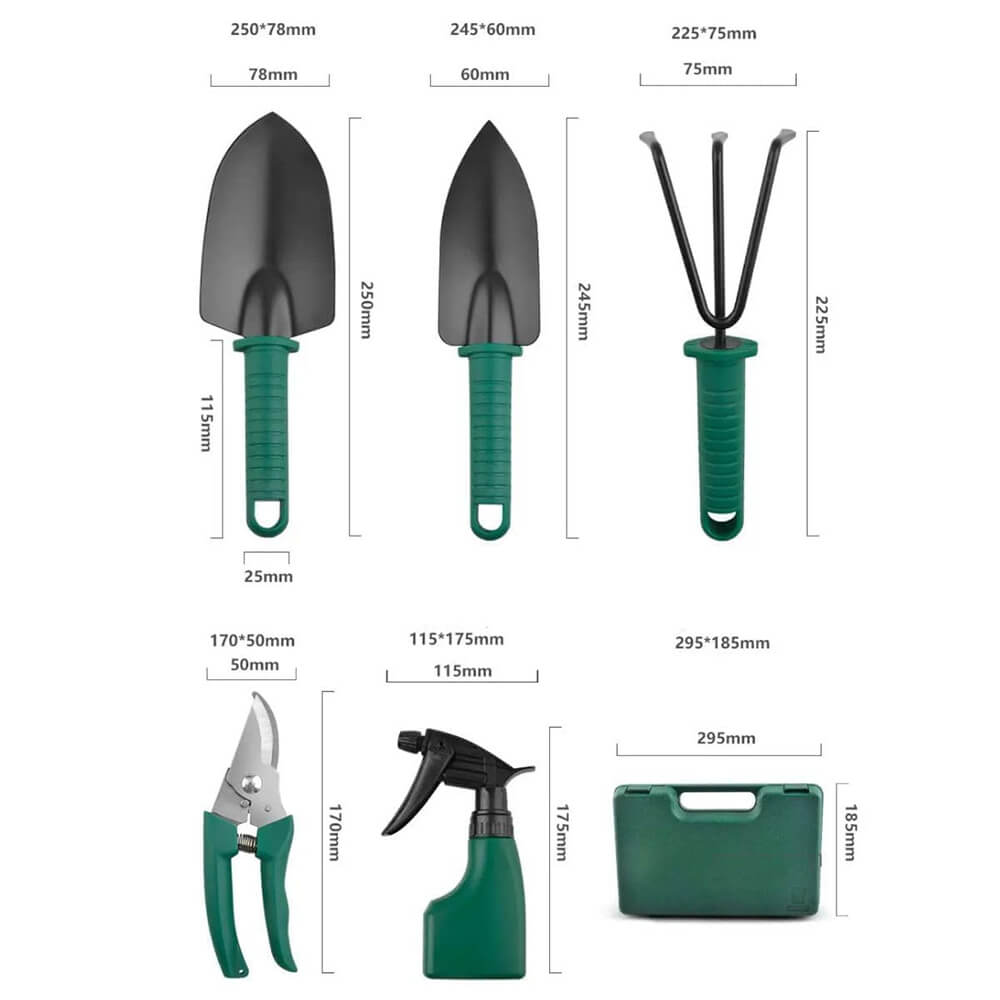 5Pcs Heavy Duty Stainless Steel Gardening Tools Kit with Carrying Case | Garden Tools Set for Home, Patio & Outdoor Use | Ergonomic Handles | Durable Rustproof Accessories for All Gardeners