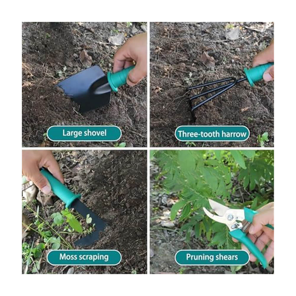 5Pcs Heavy Duty Stainless Steel Gardening Tools Kit with Carrying Case | Garden Tools Set for Home, Patio & Outdoor Use | Ergonomic Handles | Durable Rustproof Accessories for All Gardeners