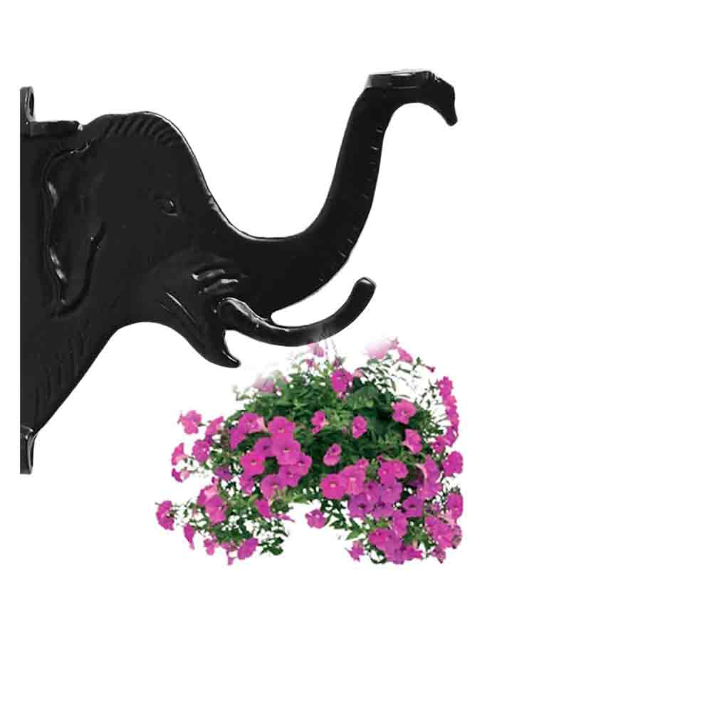 Designer Elephant Metal Wall Bracket Set of 2 – 4.5 x 5.5 Inch Iron Multipurpose L Brackets with Fittings – Black Wall Hooks for Hanging Pots, Shelves, Keys, Coats, Decor – Indoor