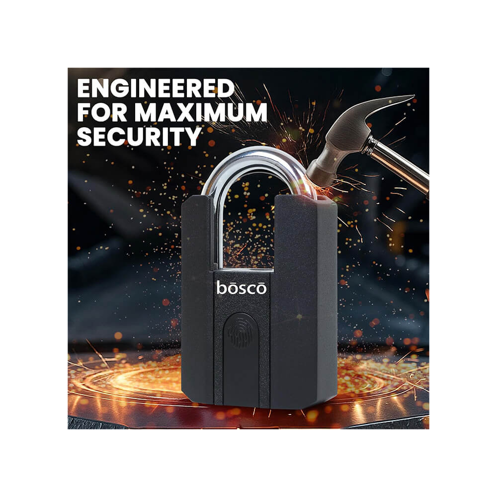 Biometric Fingerprint Padlock – USB Rechargeable Smart Security Lock with Stainless Steel Shackle – Keyless Portable Lock for Gym, Locker, Fence, Cabinets & Outdoor Home Security (Black)