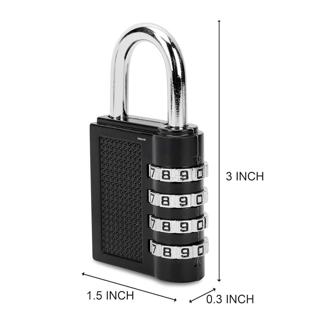 4-Digit Combination Number Lock – Anti-Theft Metal Padlock for Travel Bags, Luggage, Tool Boxes, Gym Lockers, School Lockers, Doors & Cabinets – Resettable PIN Lock, Multicolour, Set of 1