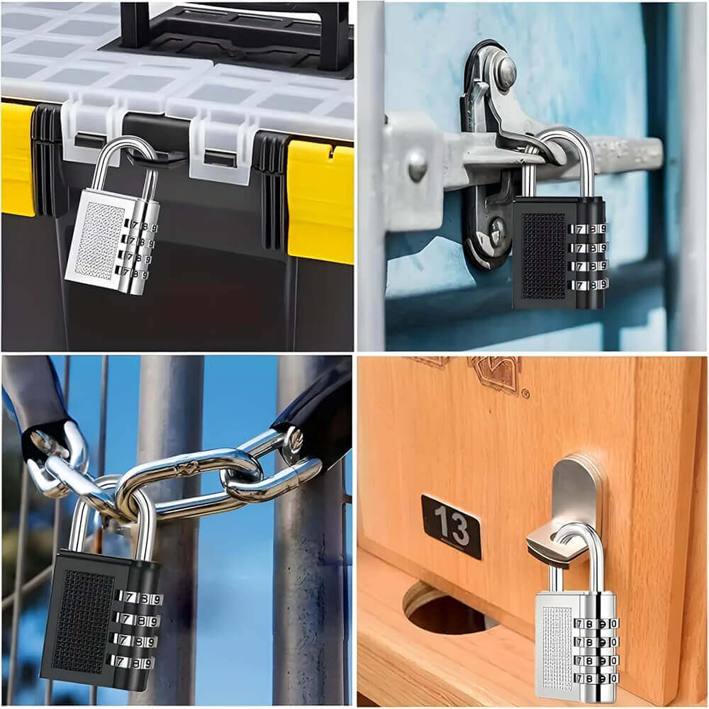 4-Digit Combination Number Lock – Anti-Theft Metal Padlock for Travel Bags, Luggage, Tool Boxes, Gym Lockers, School Lockers, Doors & Cabinets – Resettable PIN Lock, Multicolour, Set of 1