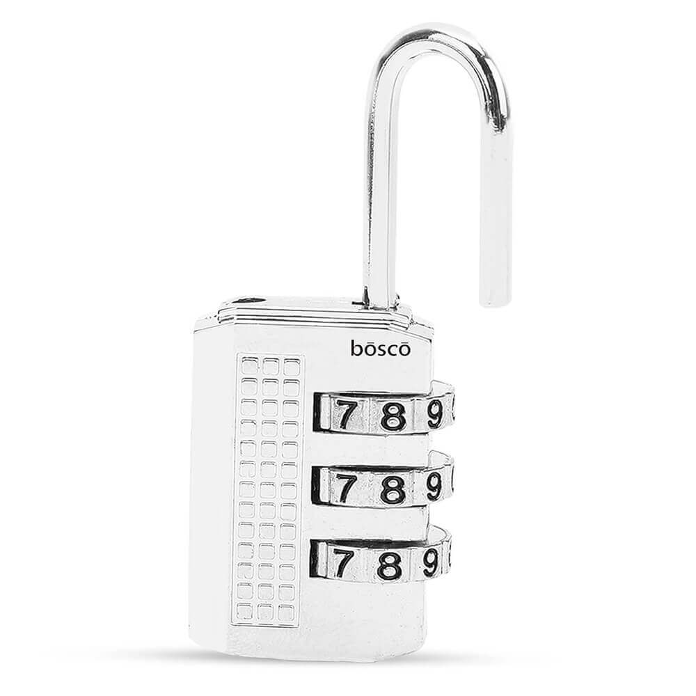 3-Digit Combination Lock – Portable Anti-Theft Zinc Alloy Padlock with Resettable PIN for Backpacks, Luggage, Toolboxes, Briefcases, Zippers & Travel Security (Silver, Set of 1)
