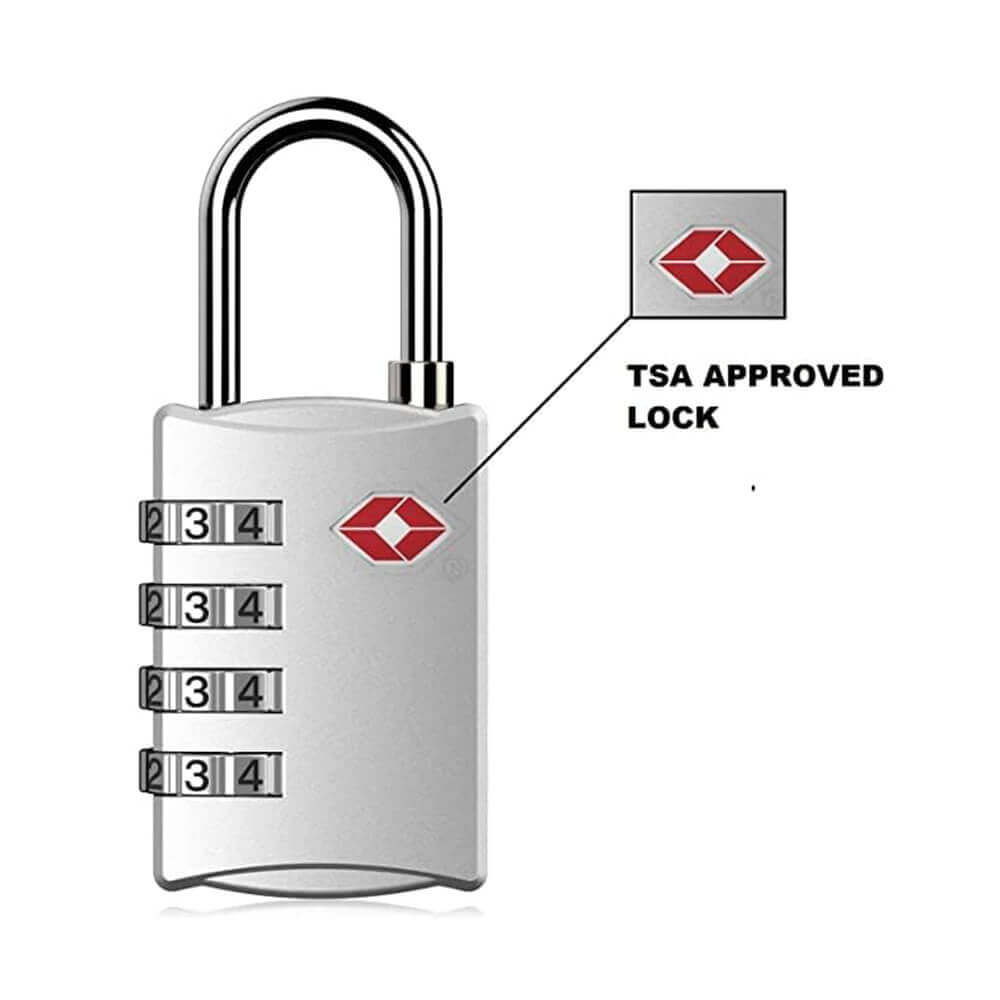 Set of 2 TSA Approved 4-Digit Metal Combination Locks for Travel | Heavy-Duty Silver Luggage Locks for Suitcases, Backpacks, Gym Bags & Lockers | Easy Reset Password Padlocks