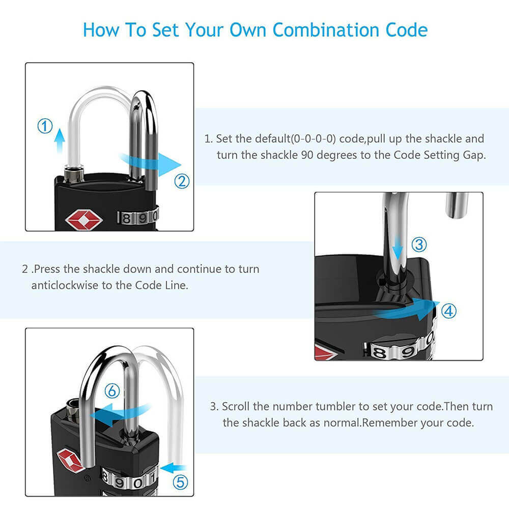 Set of 2 TSA Approved 4-Digit Metal Combination Locks for Travel | Heavy-Duty Silver Luggage Locks for Suitcases, Backpacks, Gym Bags & Lockers | Easy Reset Password Padlocks