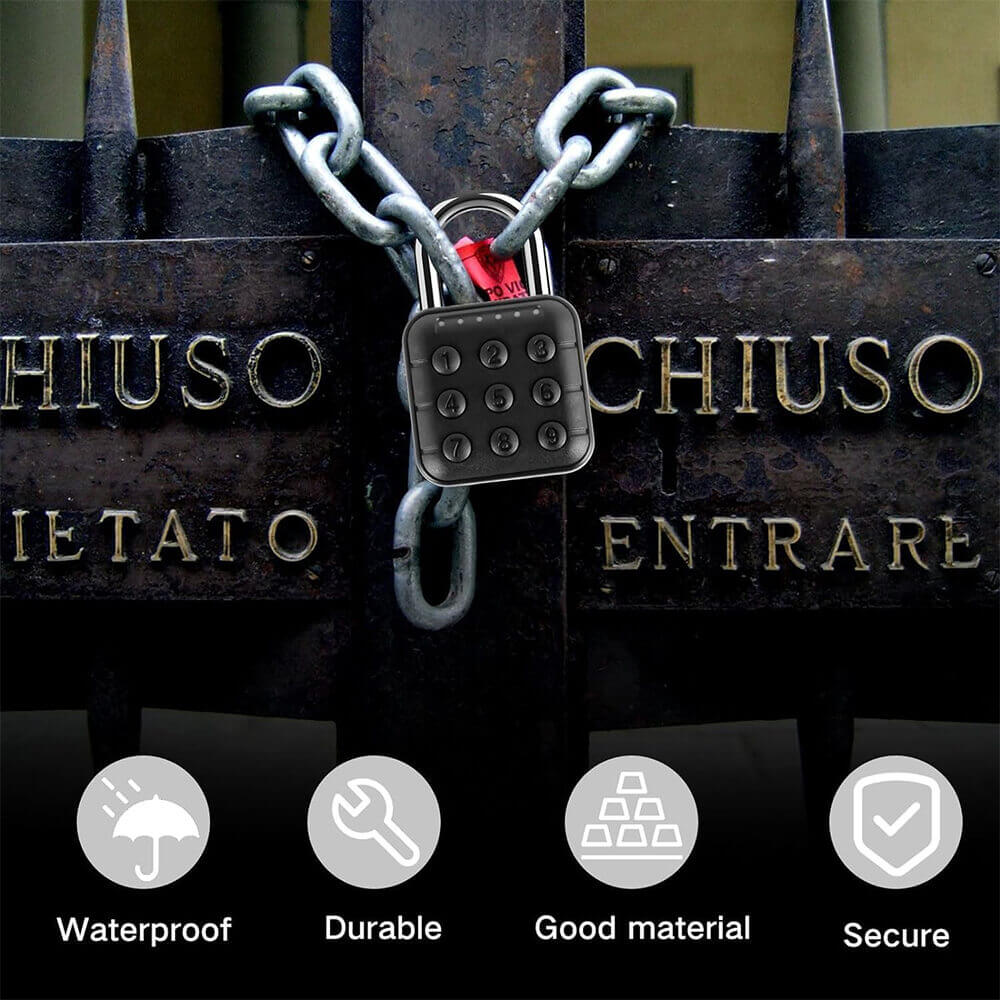 6-Digit Passcode Combination Padlock | Smart Password Security for Luggage, Suitcase, Locker, Home & Office | IP67 Waterproof, Durable Travel Padlock (Black)