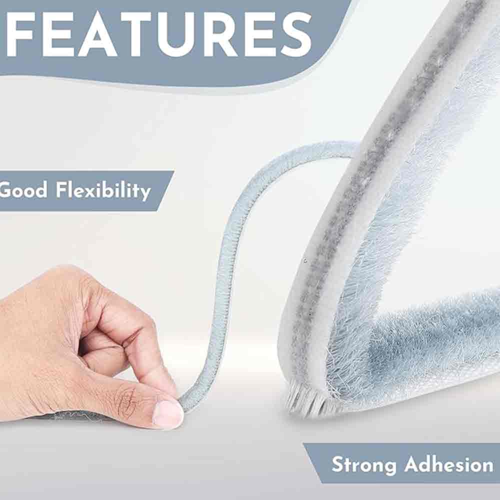 Weather Stripping Brush for Sliding Windows/Doors Frame Side,Pile Self Adhesive Weatherstrip Seal Strip Sealer Draft Stoppers (16.5ft, (5m), Grey).