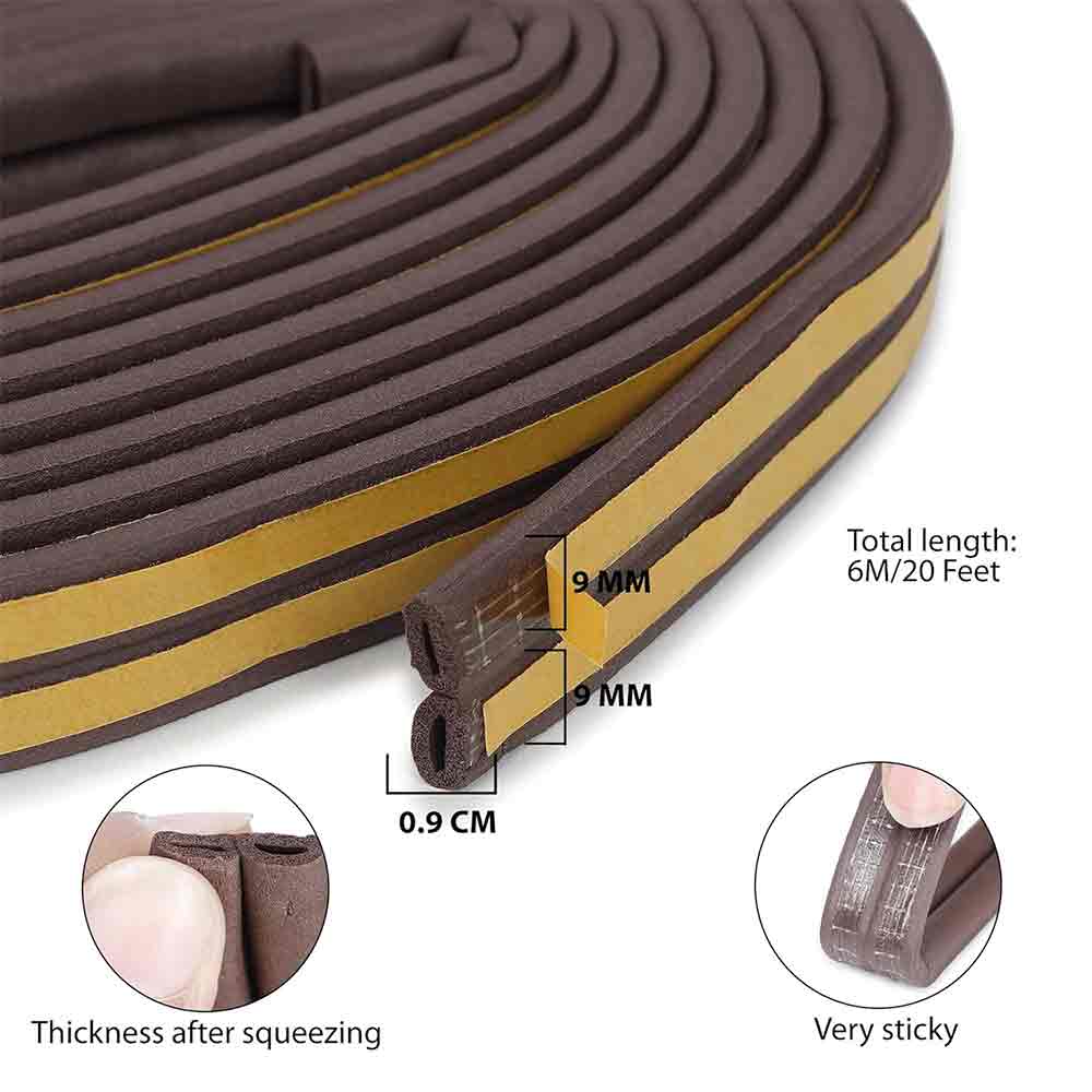 Self-Adhesive 5m, D Shape,EPDM, Rubber Insulation, Weather Proof, dust Proof,Sound Proof, Insect Blocker, Collision Avoidance for Door/Window (Brown)(Pack of 1 Pcs).