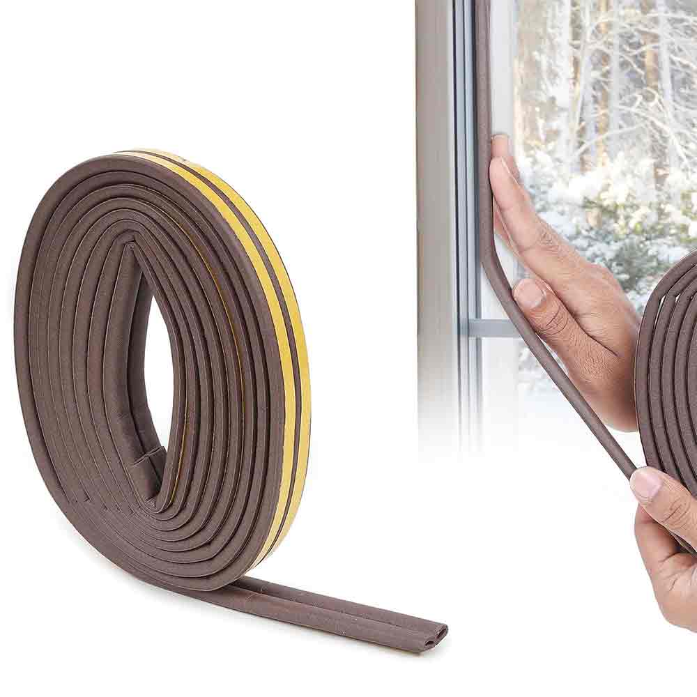Self-Adhesive 5m, D Shape,EPDM, Rubber Insulation, Weather Proof, dust Proof,Sound Proof, Insect Blocker, Collision Avoidance for Door/Window (Brown)(Pack of 1 Pcs).