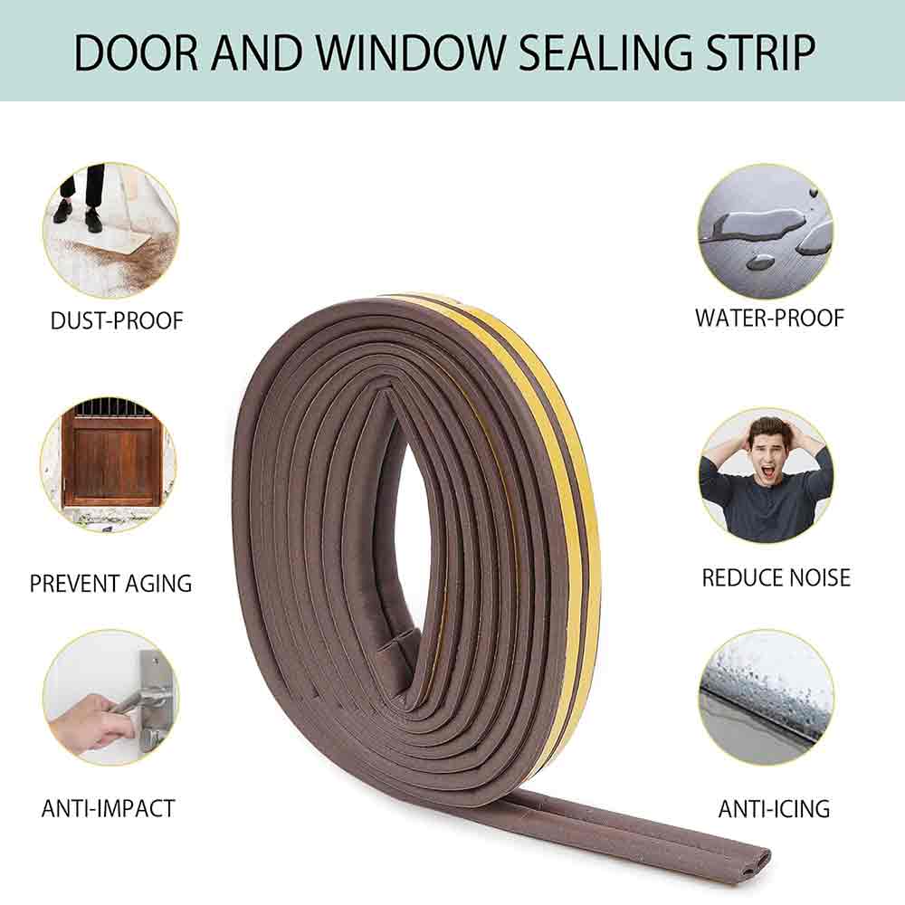 Self-Adhesive 5m, D Shape,EPDM, Rubber Insulation, Weather Proof, dust Proof,Sound Proof, Insect Blocker, Collision Avoidance for Door/Window (Brown)(Pack of 1 Pcs).