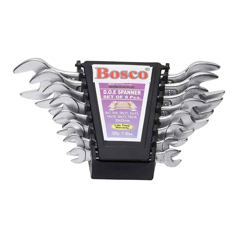 8-Piece Double Open-End Jaw Spanner Wrench Set |Carbon Steel with Chrome Plating & Satin Finish | Anti-Corrosion, Rust-Resistant, Ergonomic Spanners for Automotive, Plumbing, Home & DIY Repairs