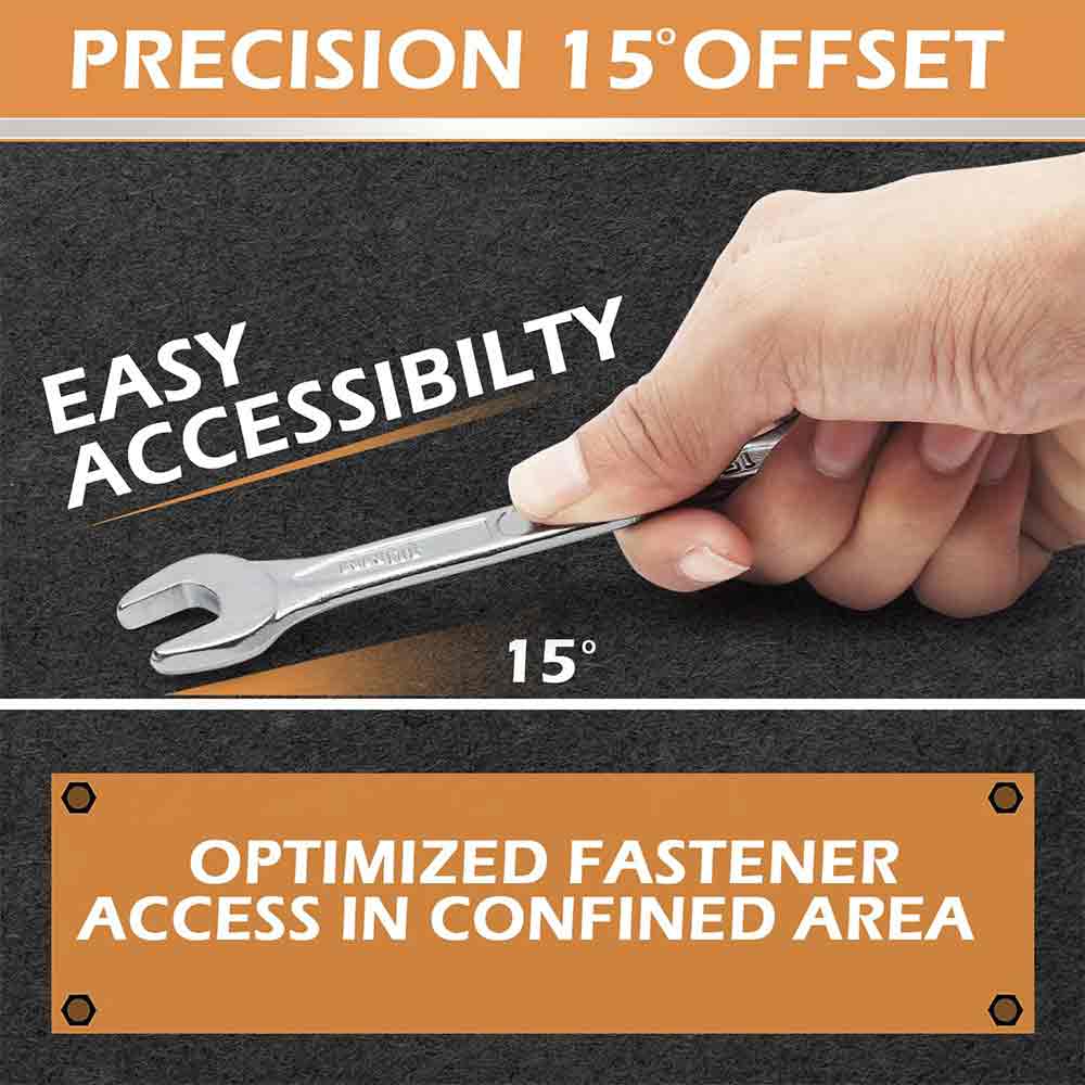 8-Piece Double Open-End Jaw Spanner Wrench Set |Carbon Steel with Chrome Plating & Satin Finish | Anti-Corrosion, Rust-Resistant, Ergonomic Spanners for Automotive, Plumbing, Home & DIY Repairs