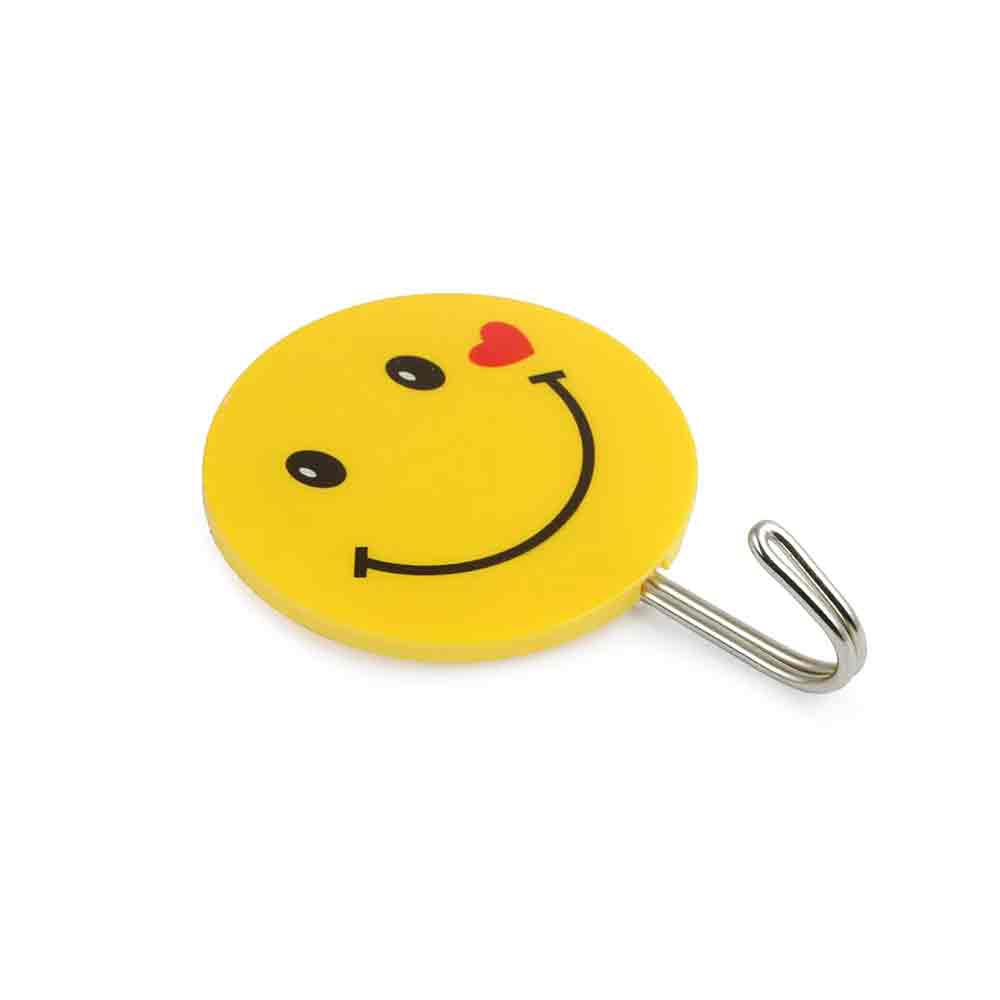 Self Adhesive Smiley Face Wall Hooks – Set of 2 | Heavy-Duty Plastic Hooks for Wall, Glass, Metal & Tile | Waterproof, No-Drill Strong Adhesive Hangers for Towel, Keys, Bags, Clothes