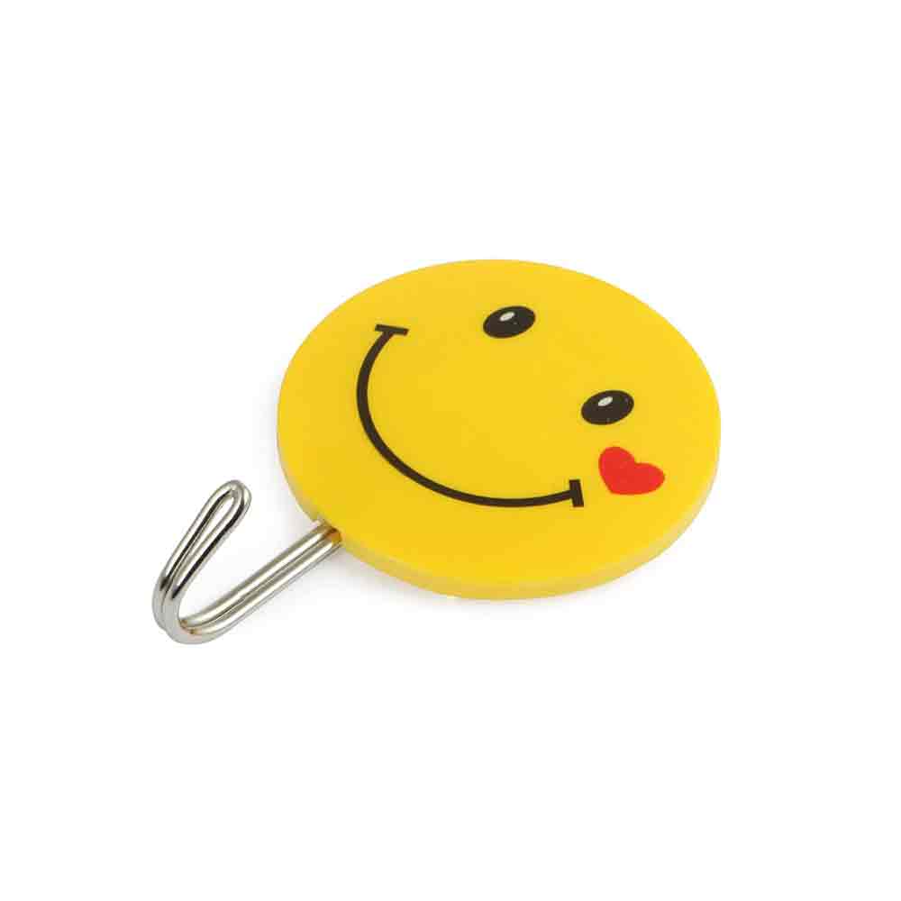 Self Adhesive Smiley Face Wall Hooks – Set of 2 | Heavy-Duty Plastic Hooks for Wall, Glass, Metal & Tile | Waterproof, No-Drill Strong Adhesive Hangers for Towel, Keys, Bags, Clothes