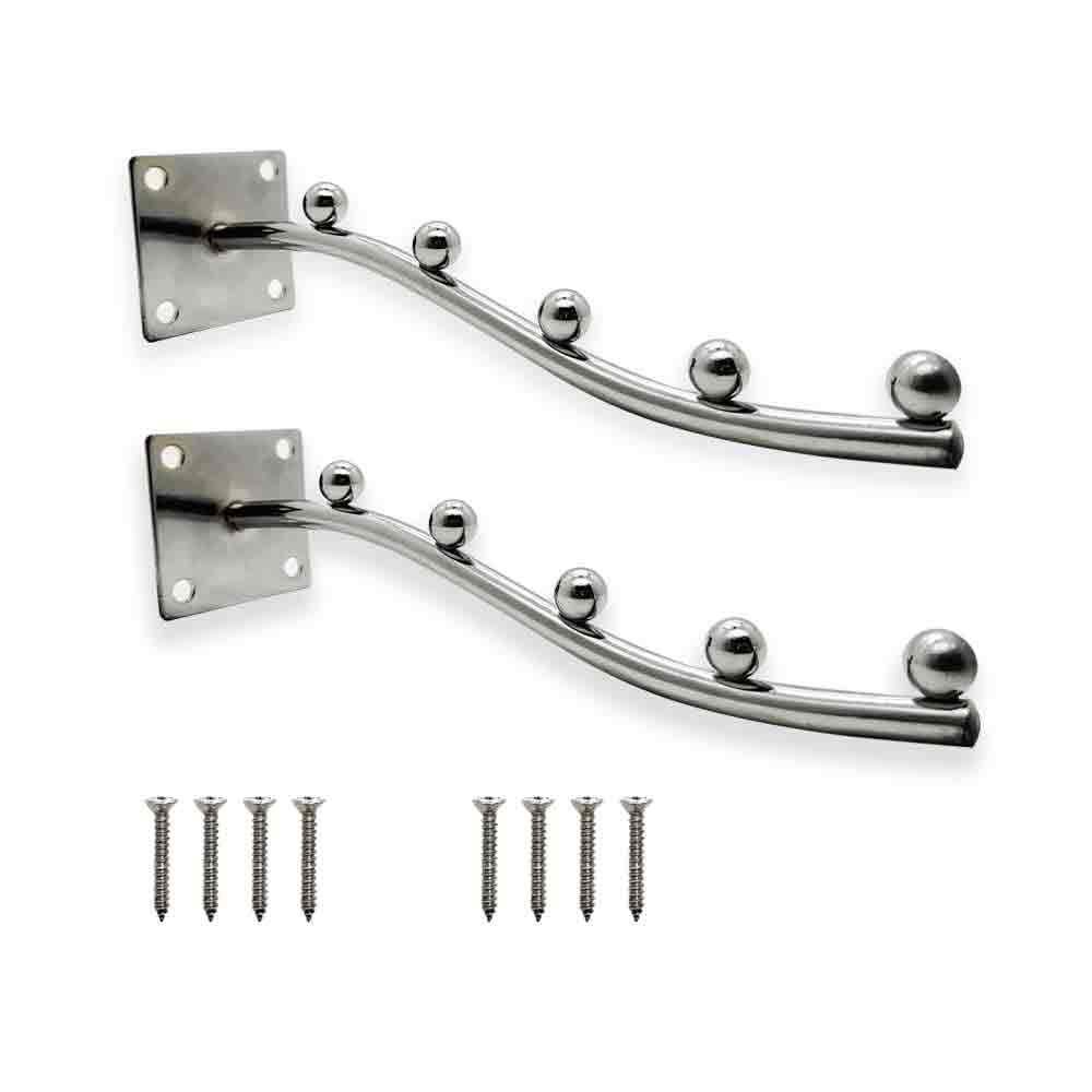Beads Stainless Steel Heavy Duty Wall Mount Hook – 5 Ball Pin Dots Wall Drope Hanger with Hardware Fittings – Rustproof Multipurpose Organizer Rack for Home, Shop & Hotel – Pack of 2 (Steel)