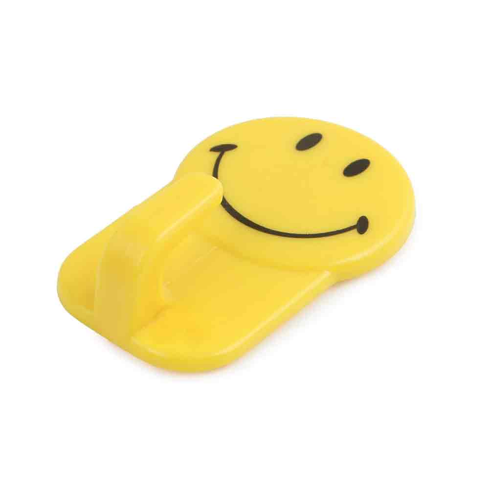 Self Adhesive Smiley Hook Hooks for Wall Without Drilling, Waterproof Stick on Adhesive Stronger Plastic Wall Hooks Hangers for Hanging Robe, Coat, Towel, Keys, Bags, Lights, Calendars - 6pcs
