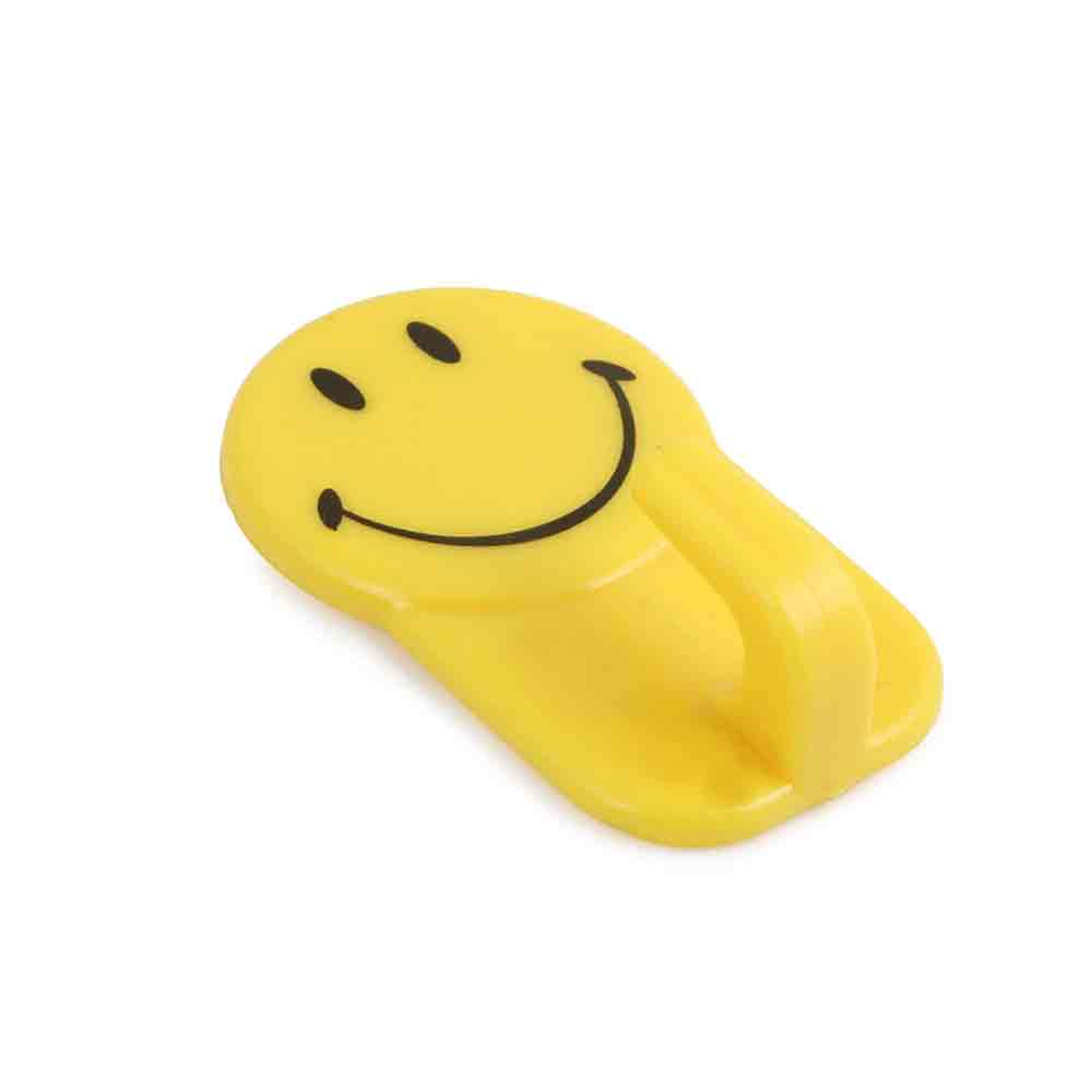 Self Adhesive Smiley Hook Hooks for Wall Without Drilling, Waterproof Stick on Adhesive Stronger Plastic Wall Hooks Hangers for Hanging Robe, Coat, Towel, Keys, Bags, Lights, Calendars - 6pcs