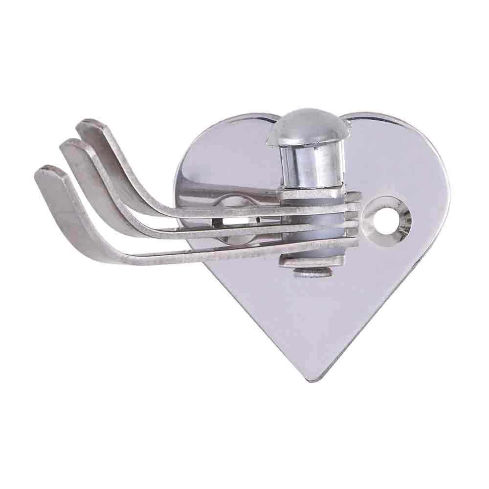 Heart Shape Wall Hooks Rail – Pack of 2 Stainless Steel 3-Pin Hook Rack for Hanging Towels, Clothes, Bags – Chrome Finish, Elegant Wall-Mounted Hangers for Home, Bathroom, Kitchen & Doors