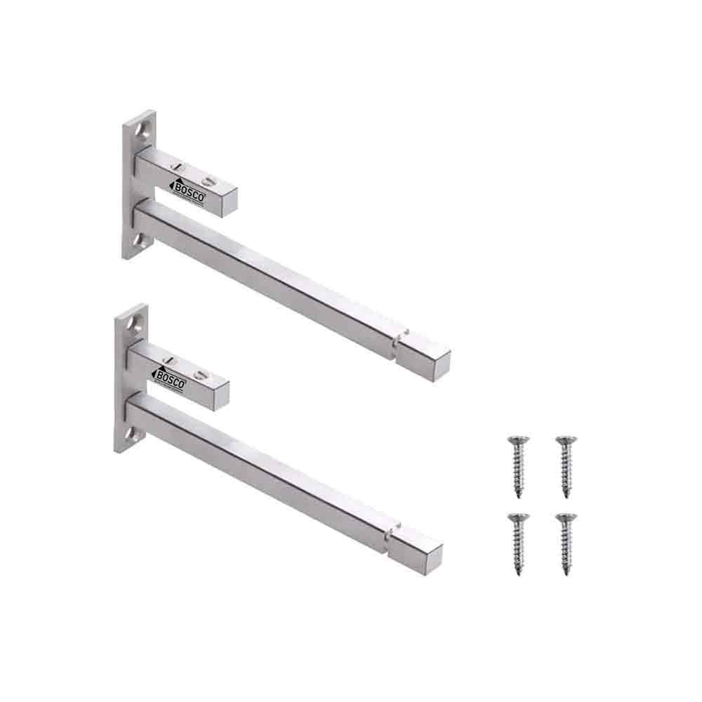 Adjustable Stainless Steel F Type Glass Shelf Bracket Square| Customize Your Space with Adjustable Stainless Steel F Type Glass Shelf Bracket Square- 6 Inches- Pack of 6 (10mm)