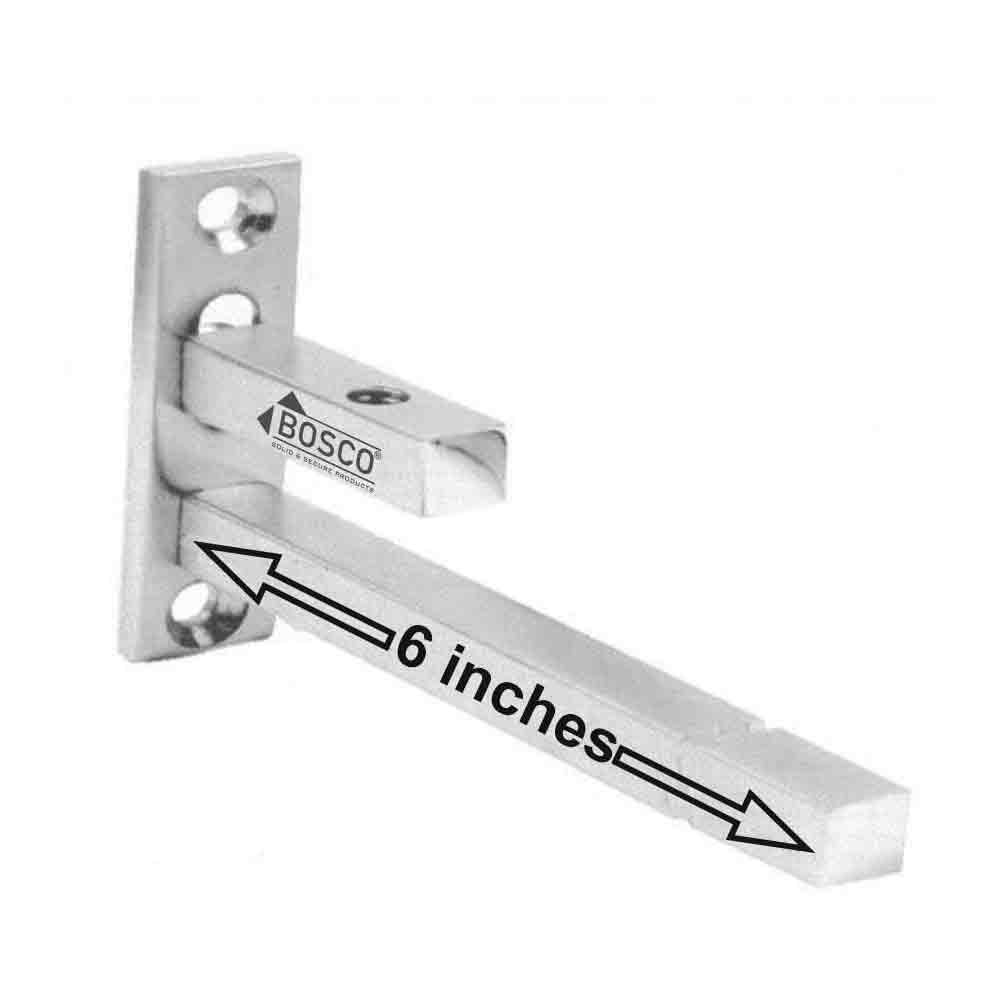 Adjustable Stainless Steel F Type Glass Shelf Bracket Square| Customize Your Space with Adjustable Stainless Steel F Type Glass Shelf Bracket Square- 6 Inches- Pack of 6 (10mm)