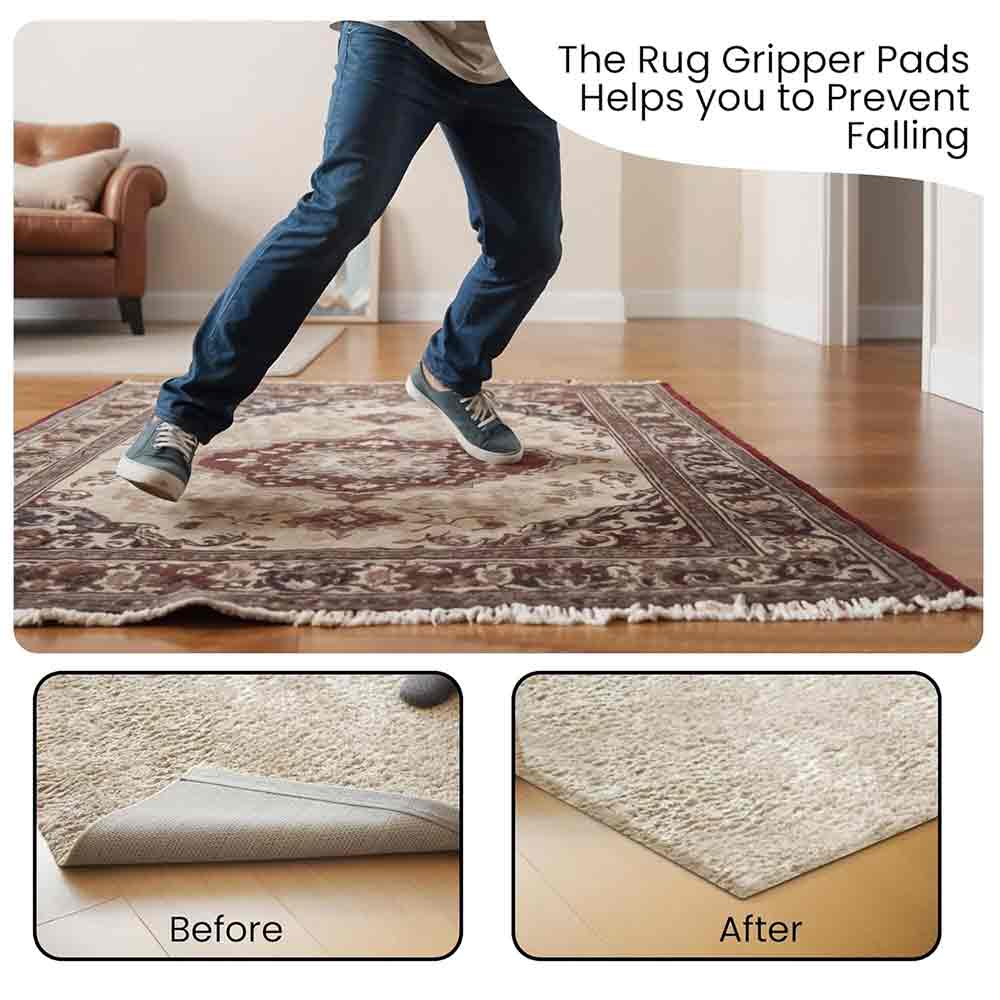 Gripper Stopper Rug Pads – Pack of 4 Multicolor Washable Silicone Anti-Skid Carpet Pads for Corners – Strong Suction Rug Holder for Mats & Carpets-and Home, Office & Bathroom – 6"x4" Triangle