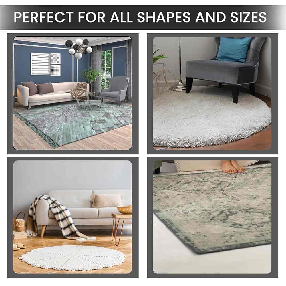 Gripper Stopper Rug Pads – Pack of 4 Multicolor Washable Silicone Anti-Skid Carpet Pads for Corners – Strong Suction Rug Holder for Mats & Carpets-and Home, Office & Bathroom – 6"x4" Triangle