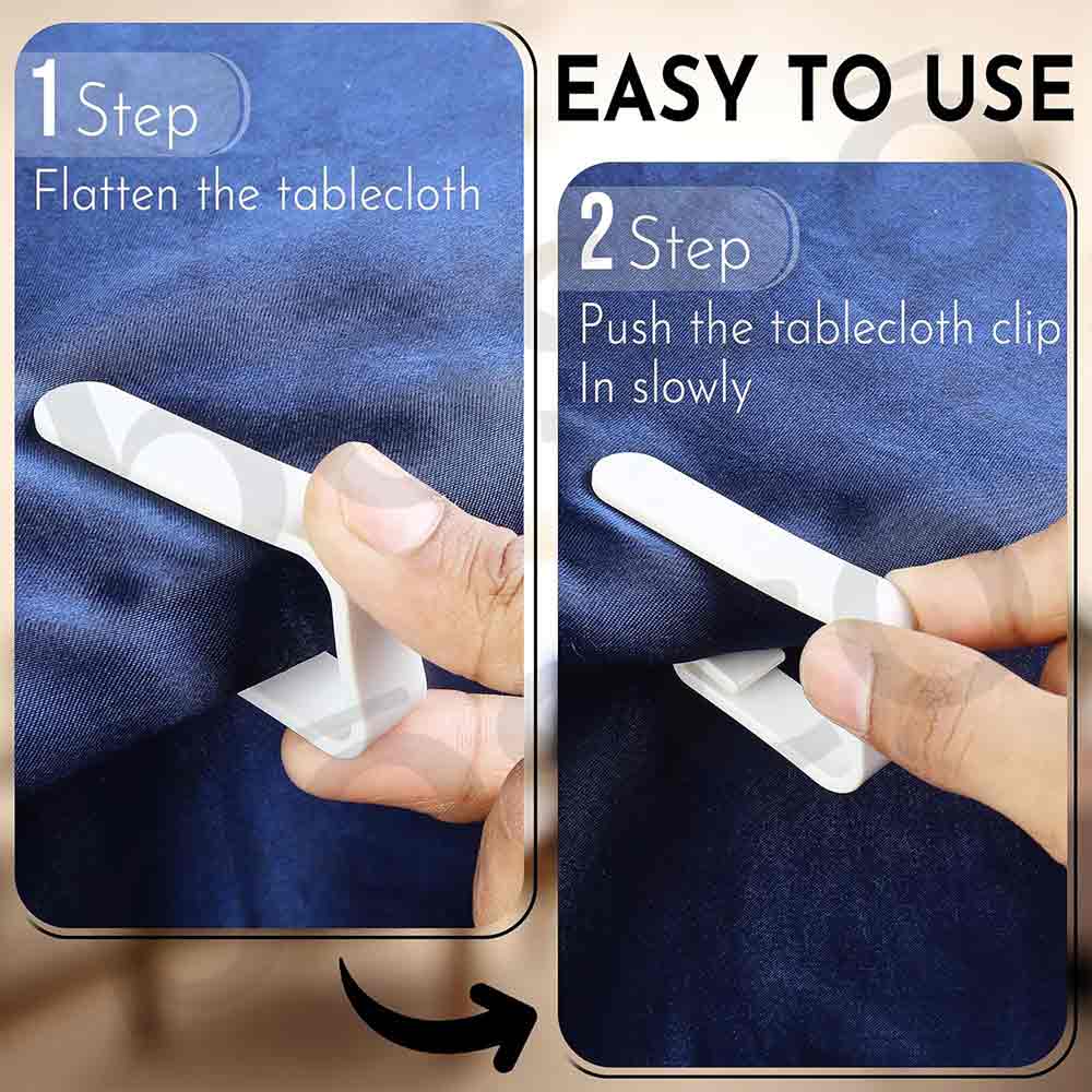 8Pcs ABS Tablecloth Clips – Windproof Table Cover Clamps for Dining Table | Table Cloth Holders for Home, Picnic, Parties, Restaurants | Rust-Proof, Easy Fit (7.5x4.5 cm)