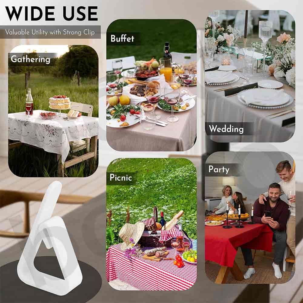 8Pcs ABS Tablecloth Clips – Windproof Table Cover Clamps for Dining Table | Table Cloth Holders for Home, Picnic, Parties, Restaurants | Rust-Proof, Easy Fit (7.5x4.5 cm)