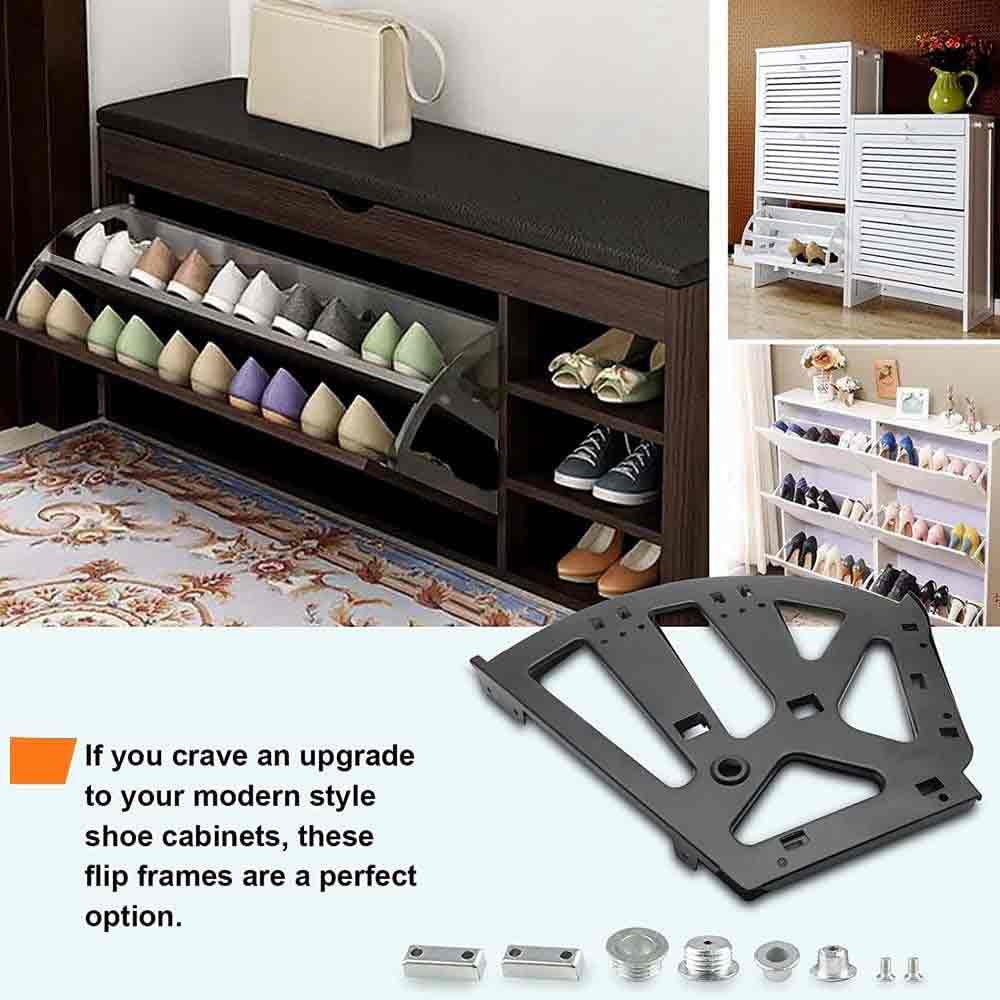 3-Layer Shoe Rack Cabinet Fitting with Flip Drawer Hinges | Heavy Duty Shoe Drawer Hardware for Furniture Fittings | Adjustable Flip Frame Hinges for Modern Shoe Cabinets | Pack of 2