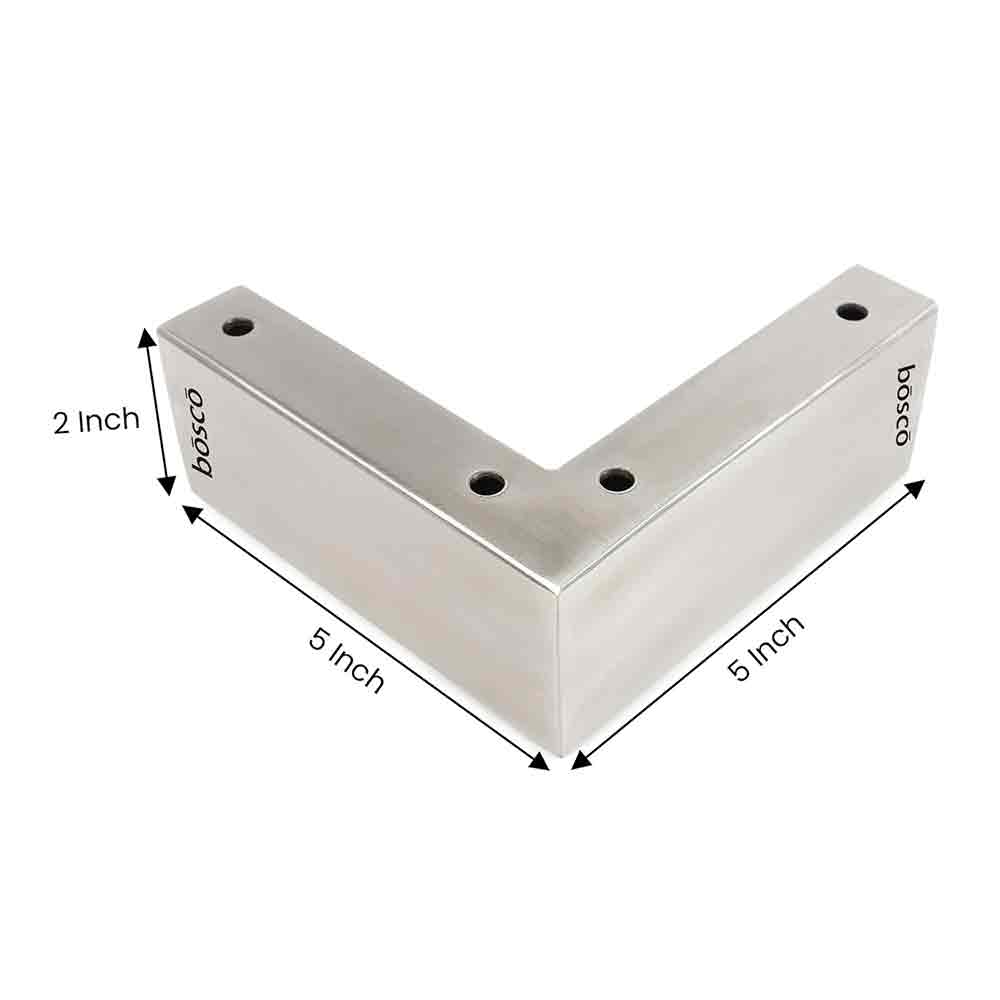 Hardware Matte Finish Steel L-Shape Sofa Leg | Heavy Steel Furniture Leg Set of 4 | 5-Inch Length, 2-Inch Height | Modern Replacement Legs for Sofa, Chairs, Cabinets & Furniture (Matte Finish)