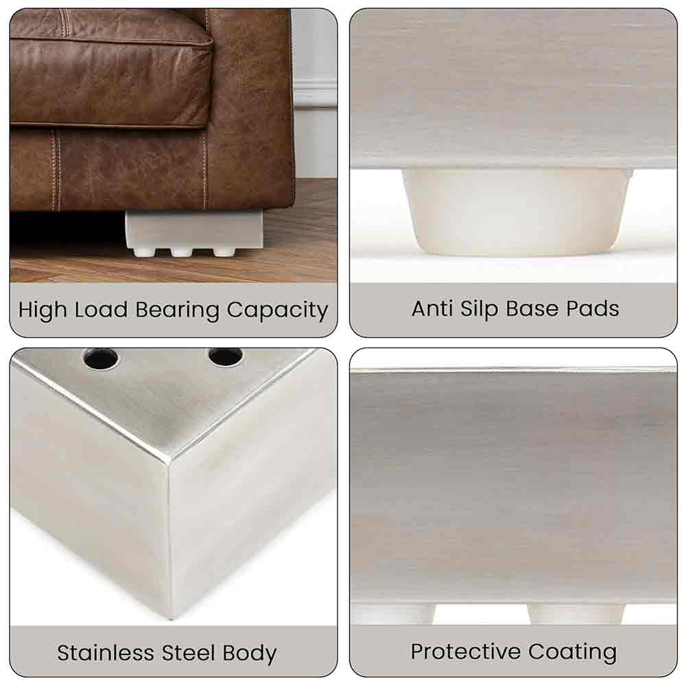 Hardware Matte Finish Steel L-Shape Sofa Leg | Heavy Steel Furniture Leg Set of 4 | 5-Inch Length, 2-Inch Height | Modern Replacement Legs for Sofa, Chairs, Cabinets & Furniture (Matte Finish)