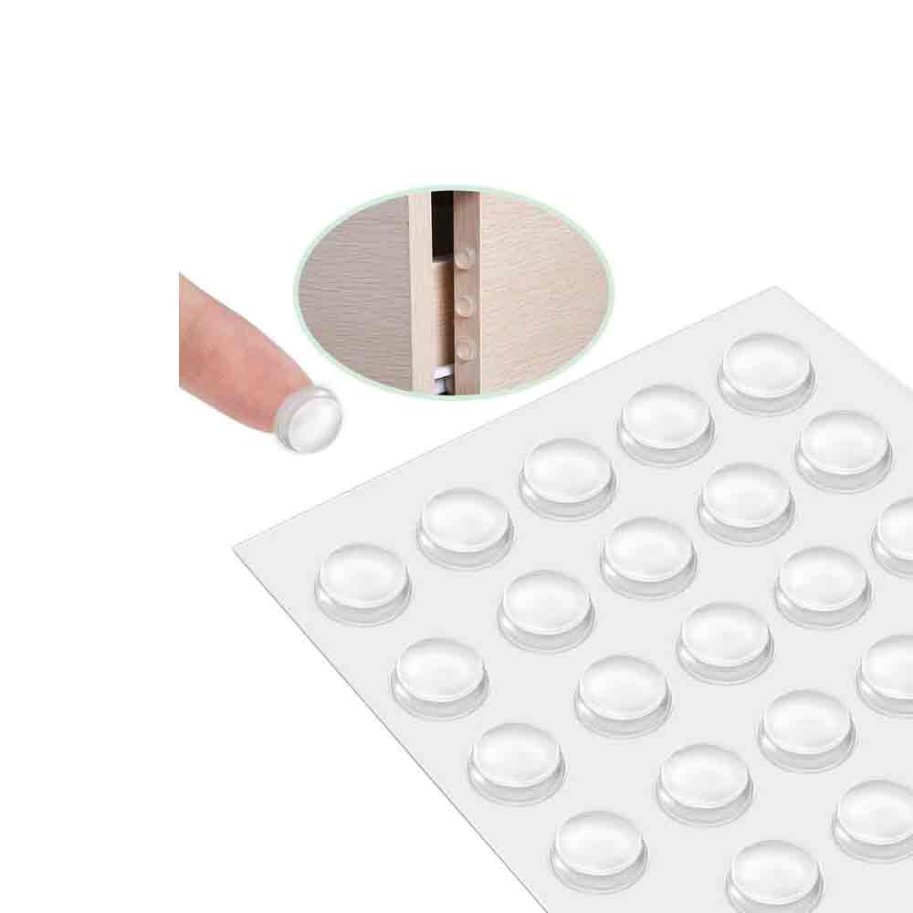 Round Self Adhesive Silicone Bumper, Circular Dots Cabinet Safety Stoppers for Drawer with Mute Buffer, Antiskid Vibration pad (3x8 mm)(Color-Transparent)(Set-20Pcs)
