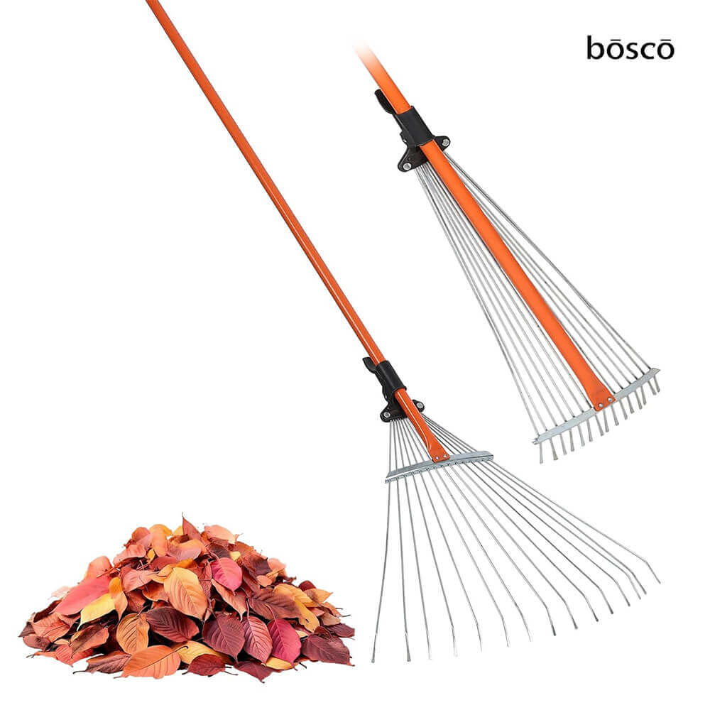 Telescopic Garden with Adjustable Handle (49 to 64 Inch) | Heavy-Duty Alloy Steel Leaf Rake for Lawn, Yard & Garden Cleanup | Extendable Metal Rake for Leaves & Debris Removal