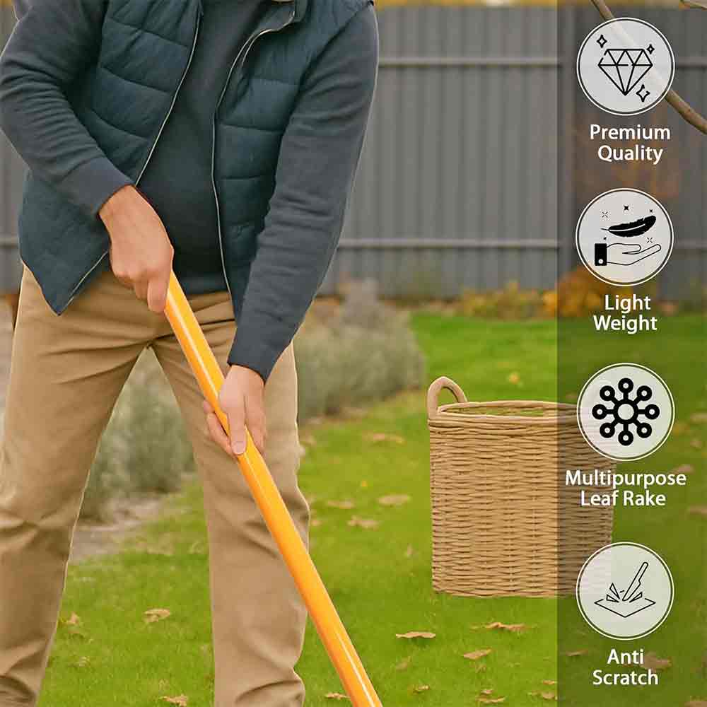 3-in-1 Garden Rake – Heavy Duty Multi-Purpose Landscaping Tool for Raking Leaves, Soil Leveling & Garden Cultivation – Durable Tines with Ergonomic Handle