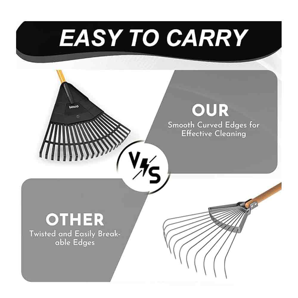 3-in-1 Garden Rake – Heavy Duty Multi-Purpose Landscaping Tool for Raking Leaves, Soil Leveling & Garden Cultivation – Durable Tines with Ergonomic Handle