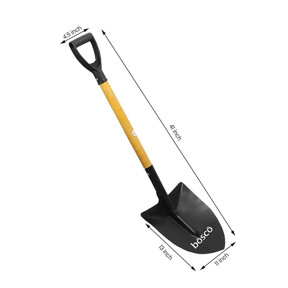 Heavy Duty Multi-Purpose Shovel with D-Handle | Rust-Resistant Steel Blade with Strong Wooden Handle | Durable Outdoor, Gardening, Camping, Construction & Emergency Shovel Tool – Yellow & Black