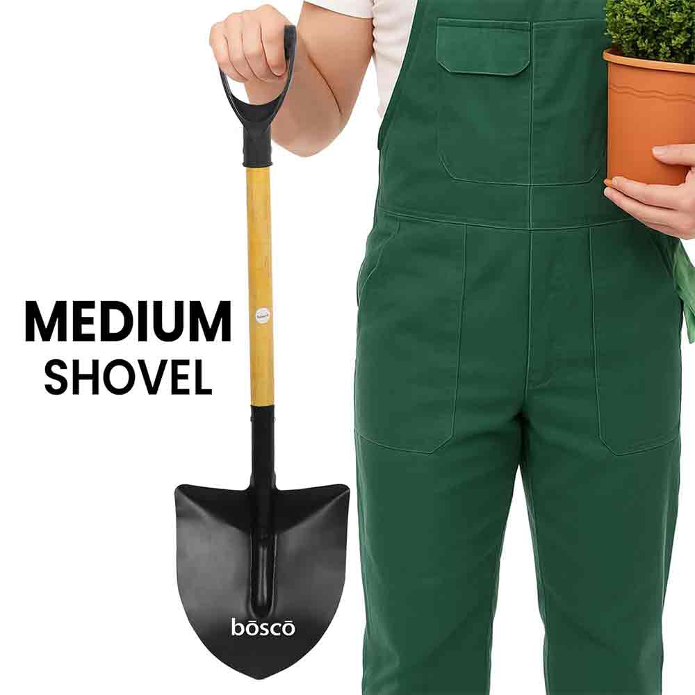 Heavy Duty Multi-Purpose Shovel with D-Handle | Rust-Resistant Steel Blade with Strong Wooden Handle | Durable Outdoor, Gardening, Camping, Construction & Emergency Shovel Tool – Yellow & Black
