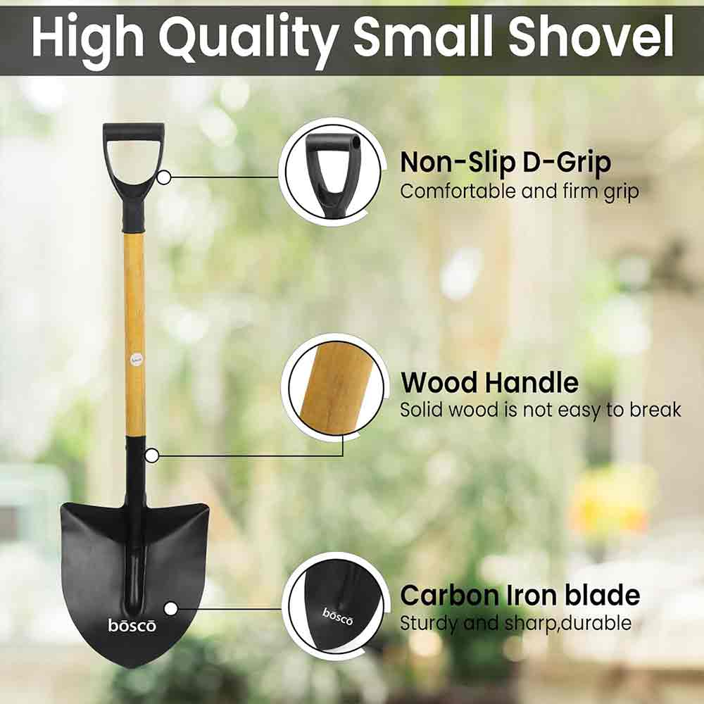 Heavy Duty Multi-Purpose Shovel with D-Handle | Rust-Resistant Steel Blade with Strong Wooden Handle | Durable Outdoor, Gardening, Camping, Construction & Emergency Shovel Tool – Yellow & Black