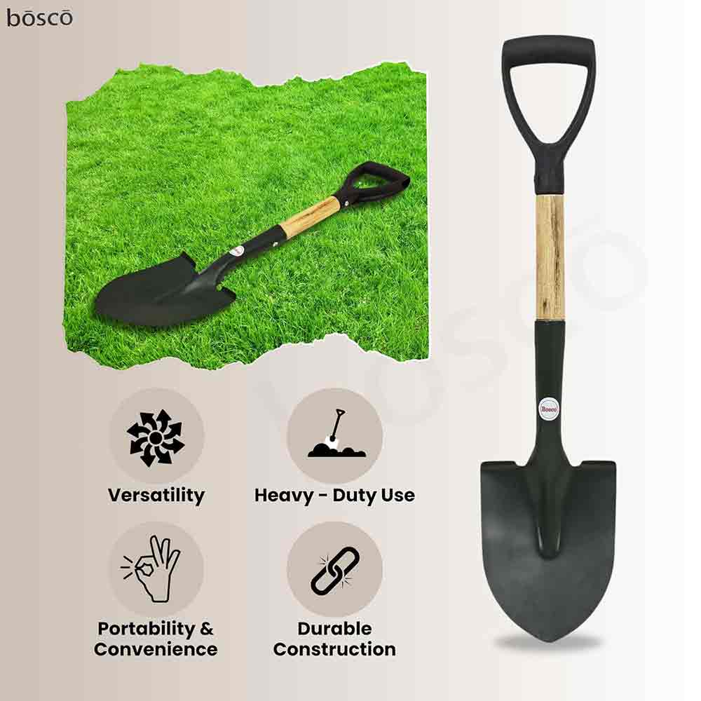 Small Multi-Purpose Shovel for Outdoor, Gardening, Engineering, Camping&Construction Rust-Resistant Steel Blade Compact&Durable Tool for Digging,Lifting,Moving Heavy Duty Shovel with D Handle