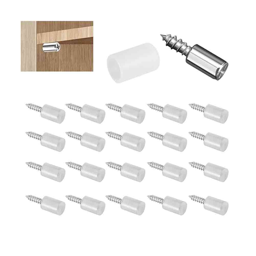 Shelf Support Pegs Set of 20 with Anti-Slip Silicone Sleeve – Heavy-Duty Nickel-Plated Iron Pins for Cabinet, Kitchen Shelf, Bookcase, Wooden Furniture – Easy to Install & Rust-Resistant