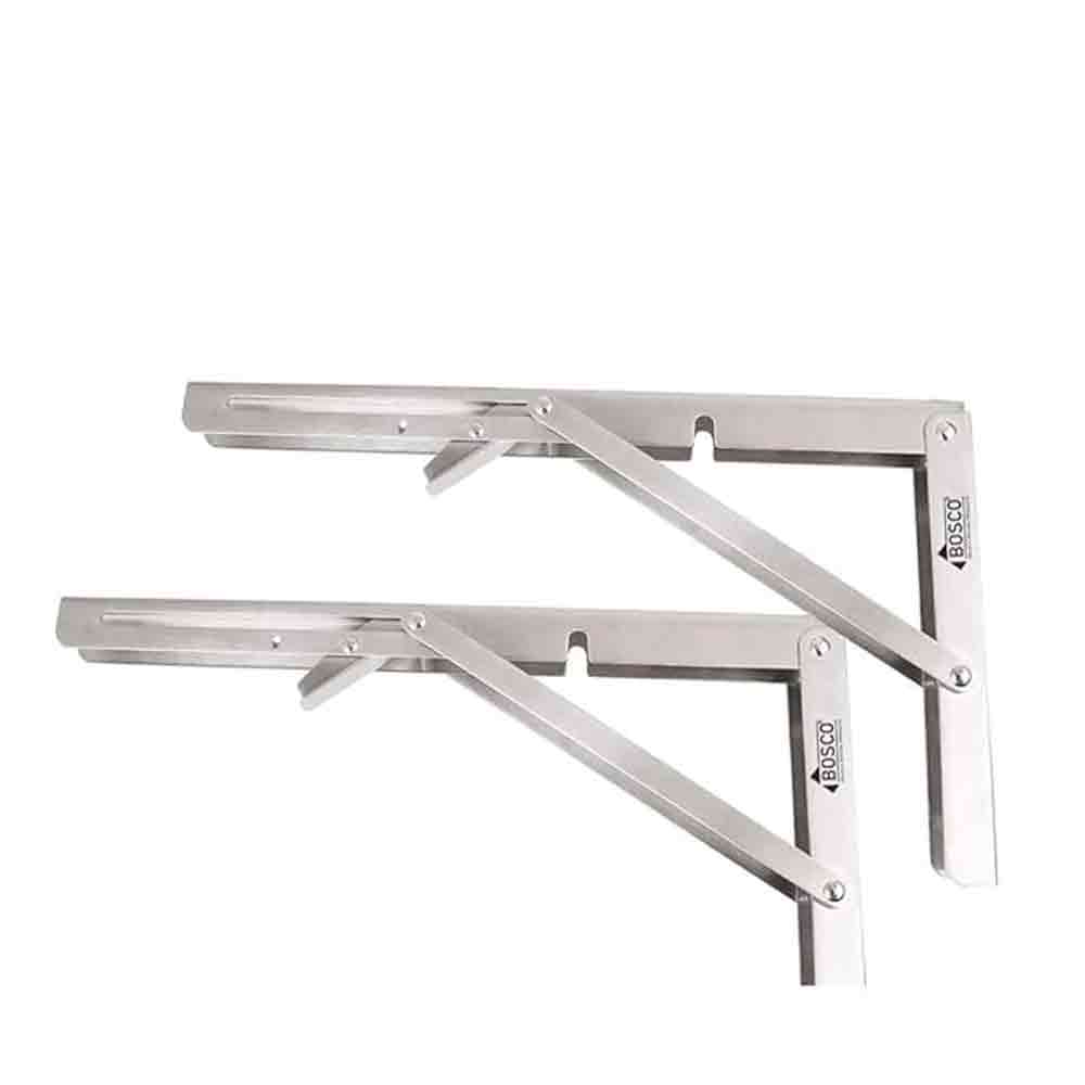 Premium 8" Foldable Stainless Steel Racks,Shelf Bracket, l Bracket, Wall Brackets, Wall Angle Bracket, Folding Table Bracket with Fittings for fold Down Steel Table 8"